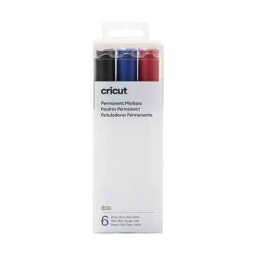 Cricut Permanent Markers - Black-Blue-Red-Green 6Ct Box