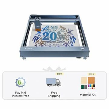 xTool D1 Pro : Higher Accuracy Diode DIY Laser Engraving & Cutting Machine + D1 Pro 20W + RA2 Pro + Risers (8 Packs) - Metal Grey - 20W