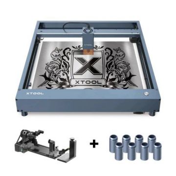 xTool D1 Pro 5W: Higher Accuracy Diode DIY Laser Engraving &amp; Cutting Machine + D1 Pro 5W + RA2 Pro + Risers (8 Packs)-Metal Grey